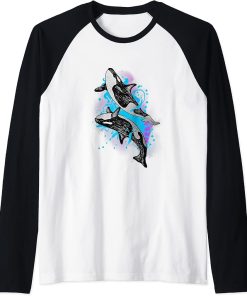 Killer Whale Sea Animal Marine Life Gift Raglan Baseball Tee