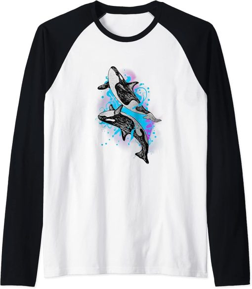 Killer Whale Sea Animal Marine Life Gift Raglan Baseball Tee