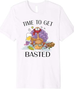 Time To Get Basted Funny Thanksgiving Turkey Beer Premium T-Shirt