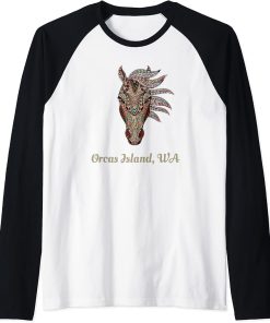 Orcas Island, Washington Geometric Tribal Country Art Raglan Baseball Tee