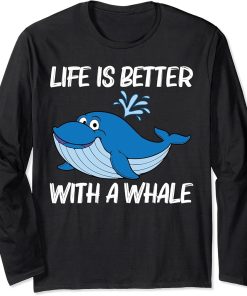 Funny Whale Art For Men Women Orca Narwhal Blue Whales Long Sleeve T-Shirt