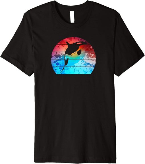 Orca Killer Whale Retro Vintage Sunset Women Men Girls Boys Premium T-Shirt
