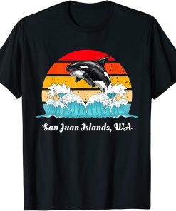 Vintage San Juan Islands WA Distressed Orca Killer Whale Art T-Shirt