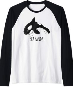Save The Sea Panda Seat Killer Whale Orcas Lover Tee Shirt Raglan Baseball Tee