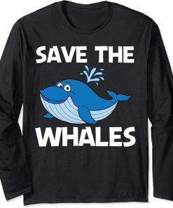 Funny Whale Art For Men Women Orca Narwhal Blue Whales Long Sleeve T-Shirt